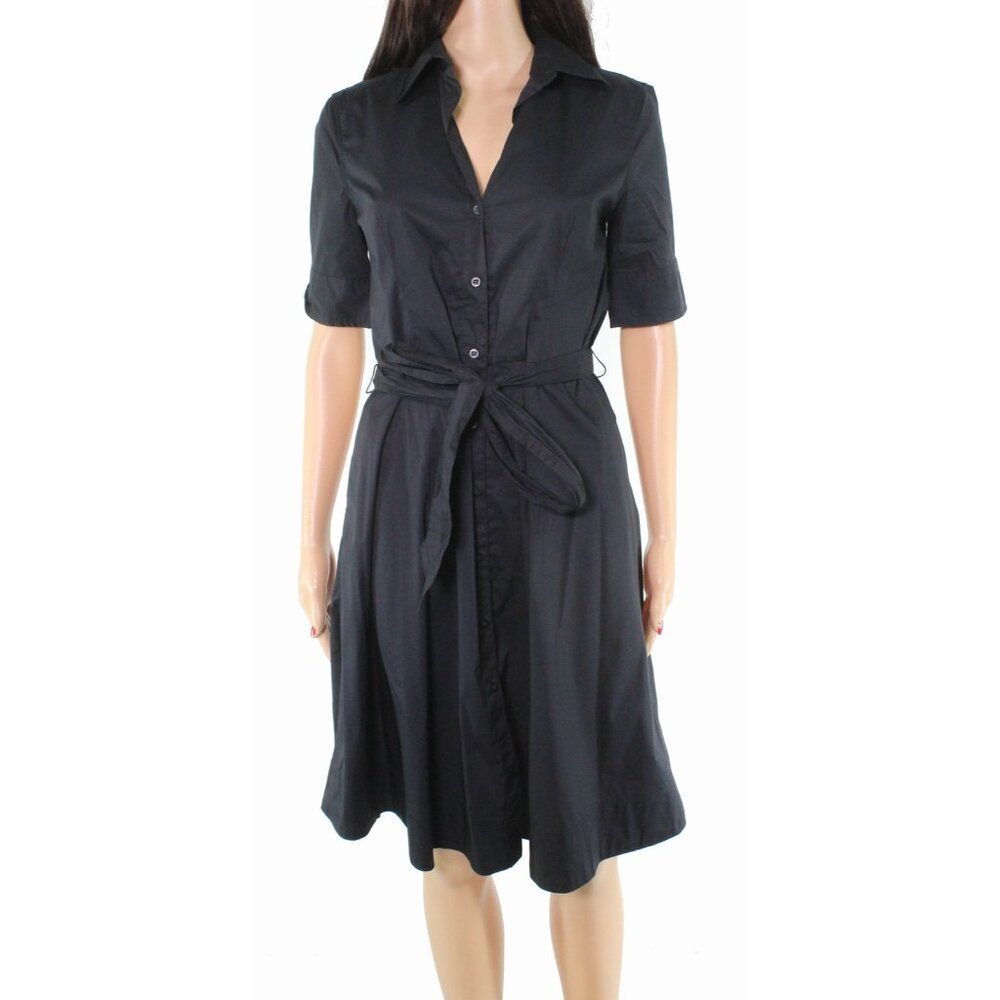 Ralph Lauren Women's Dress Petite Shirt Collar Size 2P MSRP $145 Black
